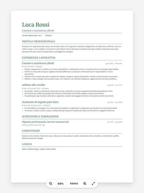 Esempio di curriculum
