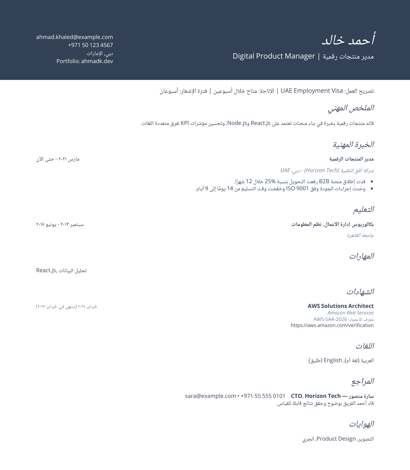 قالب سيرة ذاتية أكاديمي