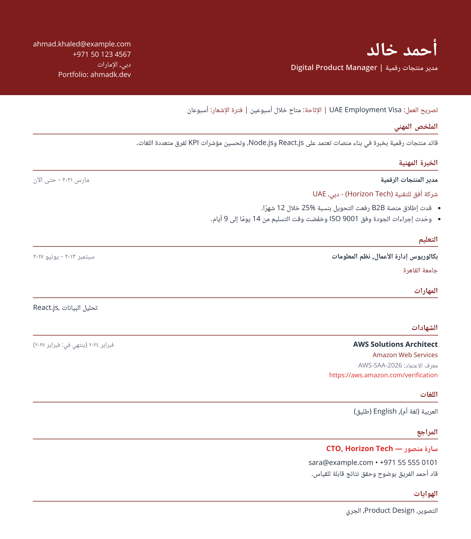 قالب السيرة الذاتية شريط بارز