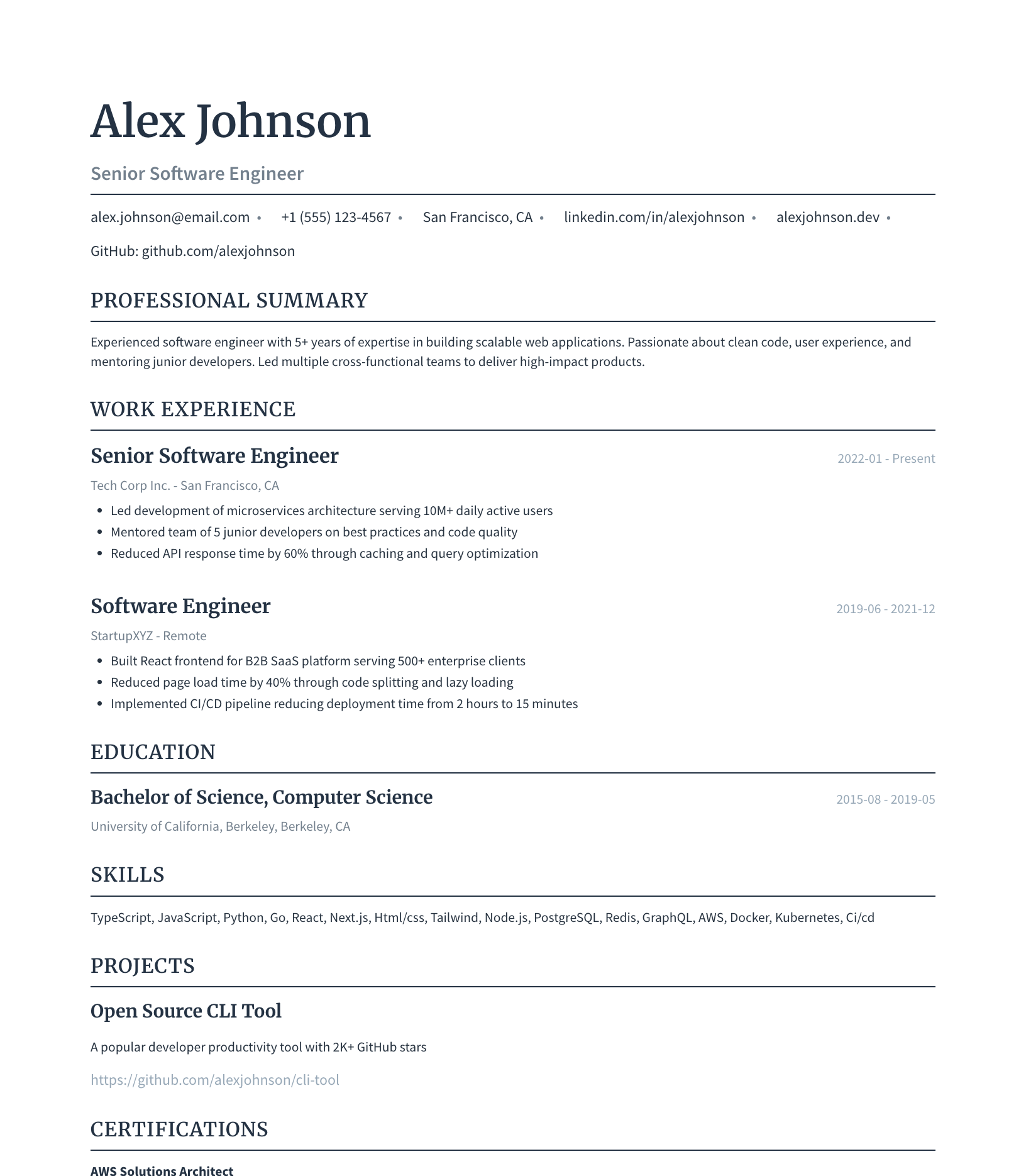 Clean Professional resume template preview